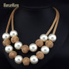 Popcorn Chain Simulated Pearl Metal Ball Women Chokers Necklaces