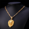Hip Hop Gold Necklace Men Women Real Gold Plated Big Lion Head Pendant