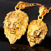 Hip Hop Gold Necklace Men Women Real Gold Plated Big Lion Head Pendant