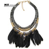 India / Tribal Exaggerated Feather Necklace Women Vintage Handmade