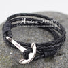 Leather Bracelet Men Anchor Fashion Jewelry Best Friend Gift