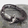 Leather Bracelet Men Anchor Fashion Jewelry Best Friend Gift