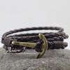 Leather Bracelet Men Anchor Fashion Jewelry Best Friend Gift