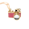Anitque Gold Long Chain Colorful Enamel Camera Pendant Necklaces
