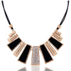 Beads Enamel Bib Leather Braided Rope Chain Necklace