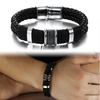 Men stainless steel leather braid Bracelet with magnetic buckle claps pulseiras
