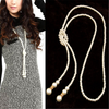 Sweet Gold Plated Pearl Beads Necklaces & Pendants Chain For Women