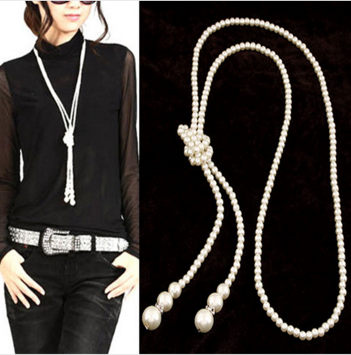 Sweet Gold Plated Pearl Beads Necklaces & Pendants Chain For Women