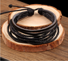 Braided Rope Wristband men bracelets & bangles multilayer Leather