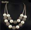 Popcorn Chain Simulated Pearl Metal Ball Women Chokers Necklaces