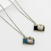 Anitque Gold Long Chain Colorful Enamel Camera Pendant Necklaces