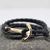 Leather Bracelet Men Anchor Fashion Jewelry Best Friend Gift