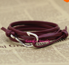 Adjustable Women Leather Bracelet Best Selling Silver Plated Fish Hooks