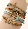 Vintage Multilayer Charm Leather Bracelet Women Owl Cross Believe Bracelets