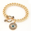 Gold Evil Eye Charm Bracelet Rhinestone Ladies Gold Plated Bracelets