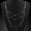 Hammered Bar Simple Double Chain Charm Simulated Pearl Necklace