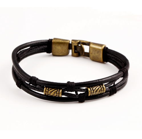 Genuine Leather Man Bracelets Unisex Casual/Sporty Multi-Layer Alloy Hook
