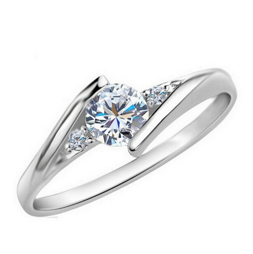 Ruby Crystal Fashion Silver Plated Diamond Jewelry Wedding Rings