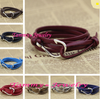 Adjustable Women Leather Bracelet Best Selling Silver Plated Fish Hooks