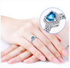 Love Engagement Rings for Women Heart London Blue Diamond 18K White Gold