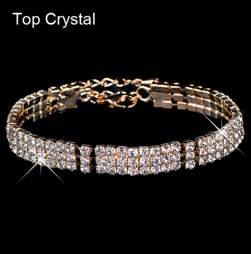 Silver plated Austrian crystal brand jewelry Multi-chain rhinestone bracelet women