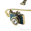 Anitque Gold Long Chain Colorful Enamel Camera Pendant Necklaces