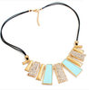Beads Enamel Bib Leather Braided Rope Chain Necklace