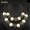 Popcorn Chain Simulated Pearl Metal Ball Women Chokers Necklaces
