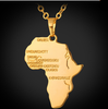 African Necklace Men Africa Map 18K Real Gold Plated